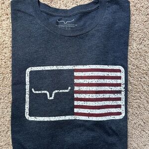 Kimes Ranch Navy Short Sleeve Tee with Flag Graphic